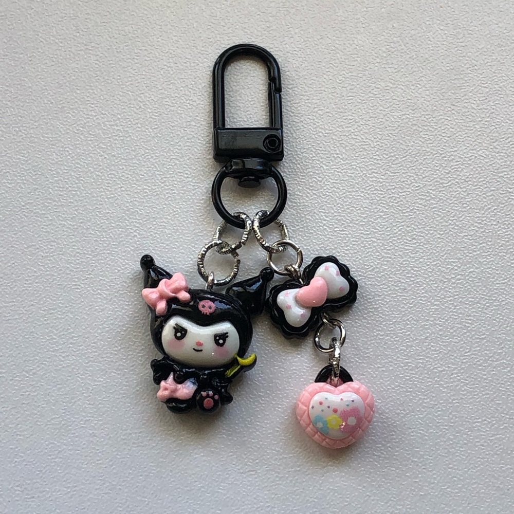 Sanrio Kuromi Black & Pink Charm Key Clip